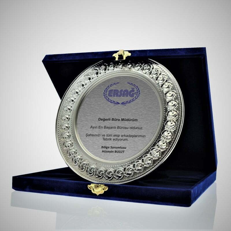 Gül Desenli Gümüş Tabak Plaket 1 Gül Desenli Gümüş Tabak Plaket