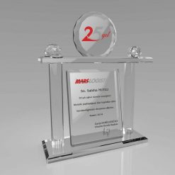 Classic Shop 34 Hizmet Yılı Anısı Sütunlu Şeffaf Kristal Plaket