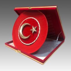 Alternative view of Türk Bayrak Kadife Üzeri Filografi Bakır Tabak Plaket
