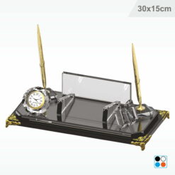 Kristal Cam Masa İsimliği Notluklu 15X30 cm