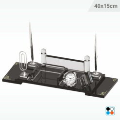 Kristal Masa İsimliği - Şeffaf Siyah Cam 40X15 cm