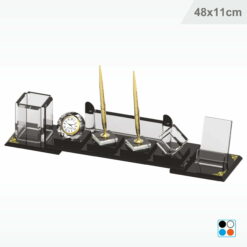 Kristal Masa İsimliği - Şeffaf Siyah Cam 48X11 cm