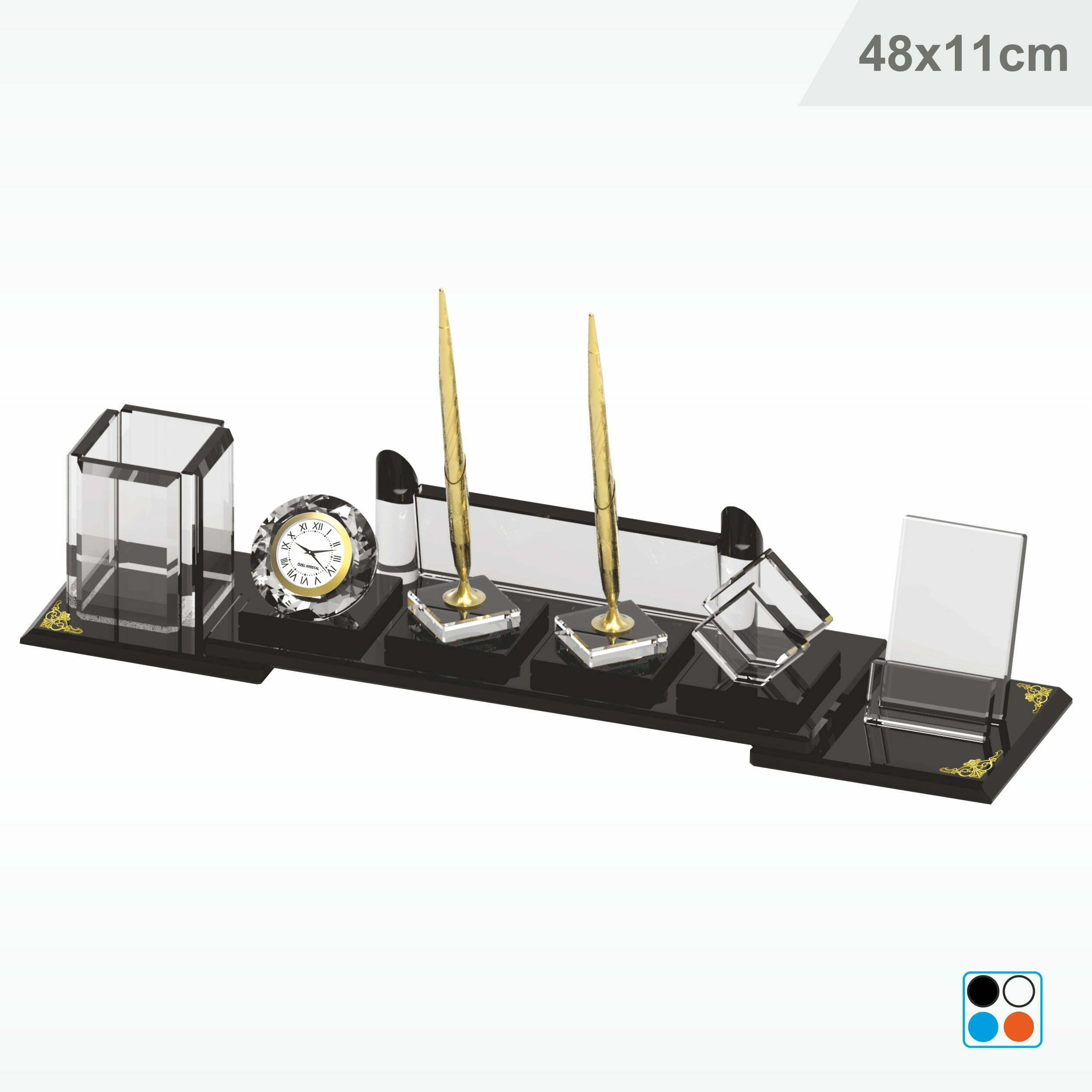 Kristal Masa İsimliği - Şeffaf Siyah Cam 48X11 cm 1 Kristal Masa İsimliği - Şeffaf Siyah Cam 48X11 cm