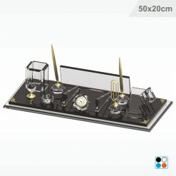 Kristal Masa İsimliği - Şeffaf - Siyah Cam 50X20 cm