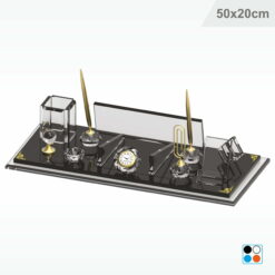 Kristal Masa İsimliği - Şeffaf - Siyah Cam 50X20 cm