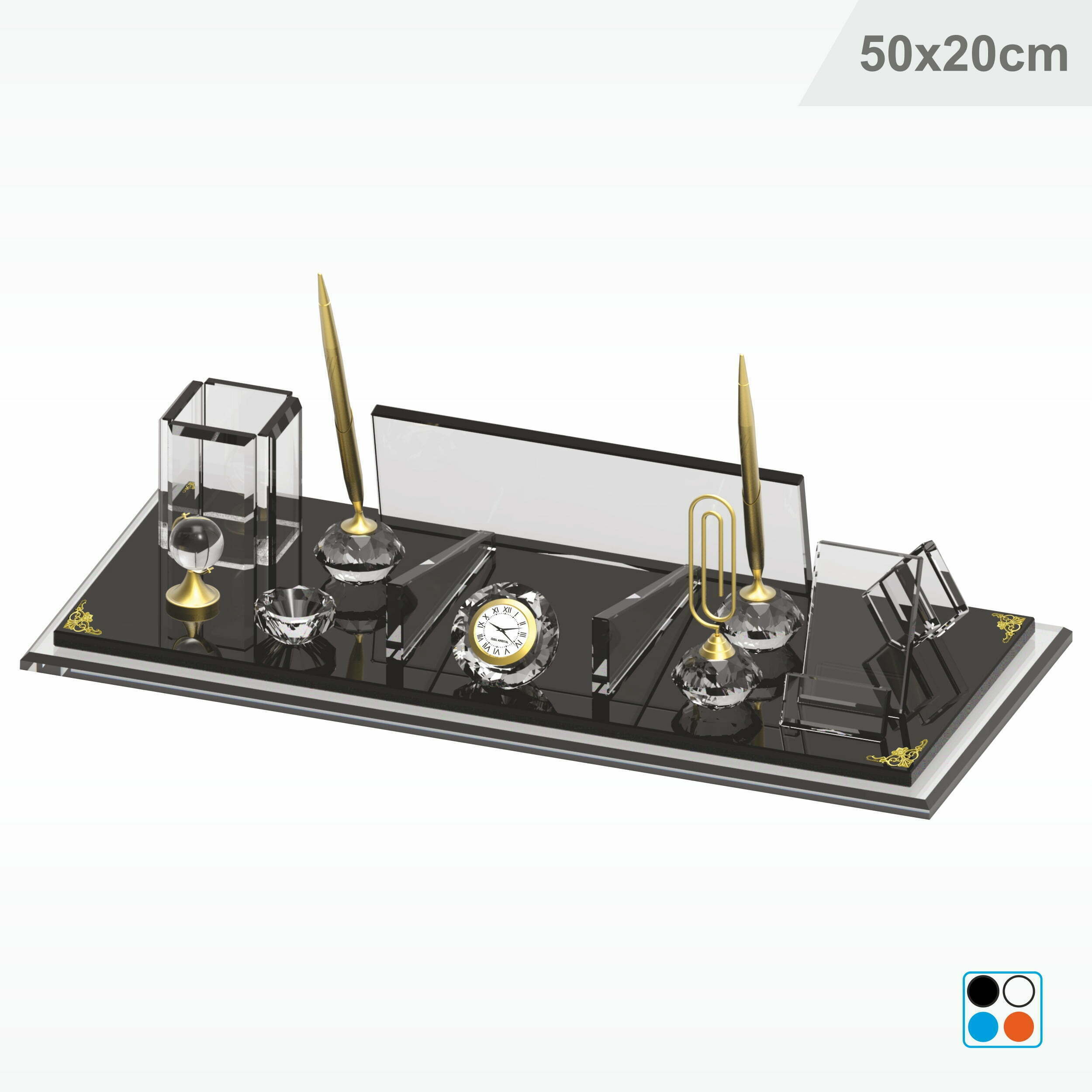 Kristal Masa İsimliği - Şeffaf - Siyah Cam 50X20 cm 1 Kristal Masa İsimliği - Şeffaf - Siyah Cam 50X20 cm