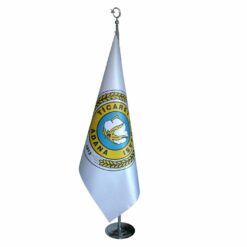 Alternative view of Özel Logolu Telalı Makam Bayrağı ve Krom Makam Direği