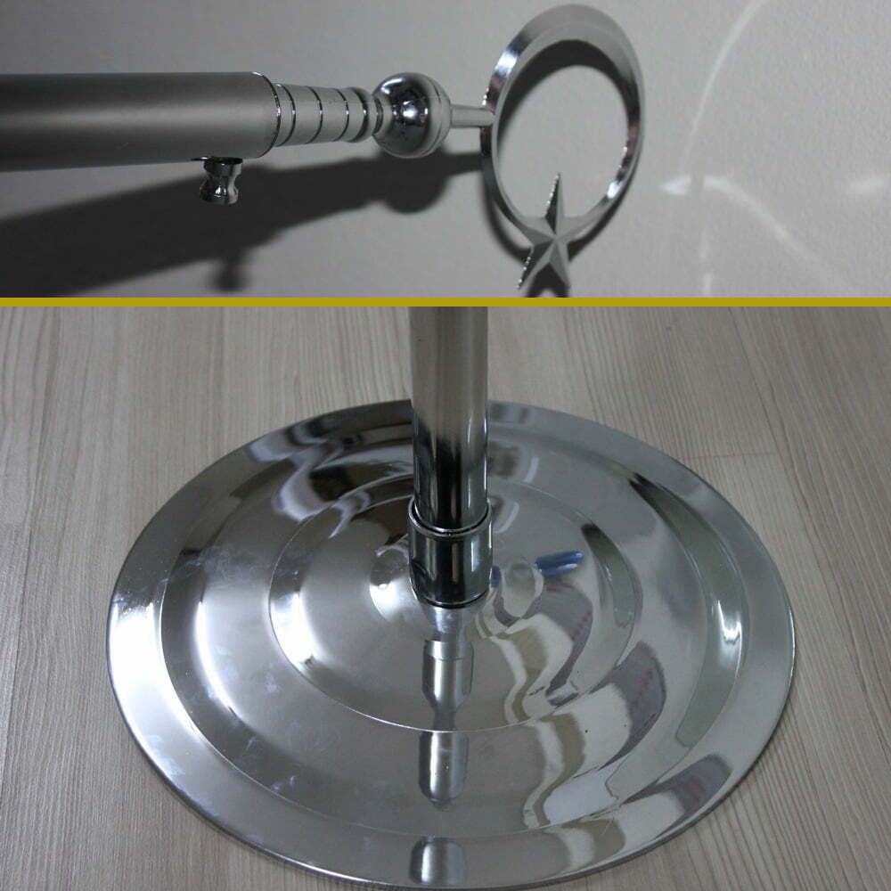 Telalı (Simli) Türk Makam Bayrağı ve Krom Makam Direği - Görsel 2