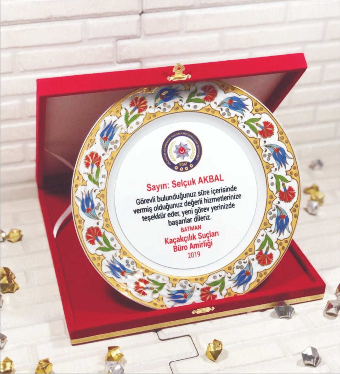 Polis Hizmet Anısı Porselen Tabak Plaket