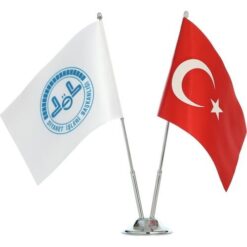 Özel Logolu İkili Masa Bayrağı (2 li) 12 Özel Logolu İkili Masa Bayrağı (2 li)