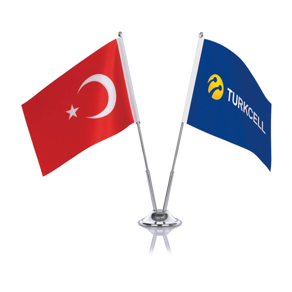Özel Logolu İkili Masa Bayrağı (2 li)