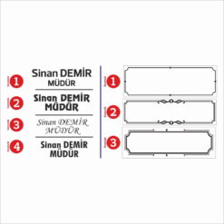 Kristal Siyah Cam Masa İsimliği Tutacaklı - 15x30 cm