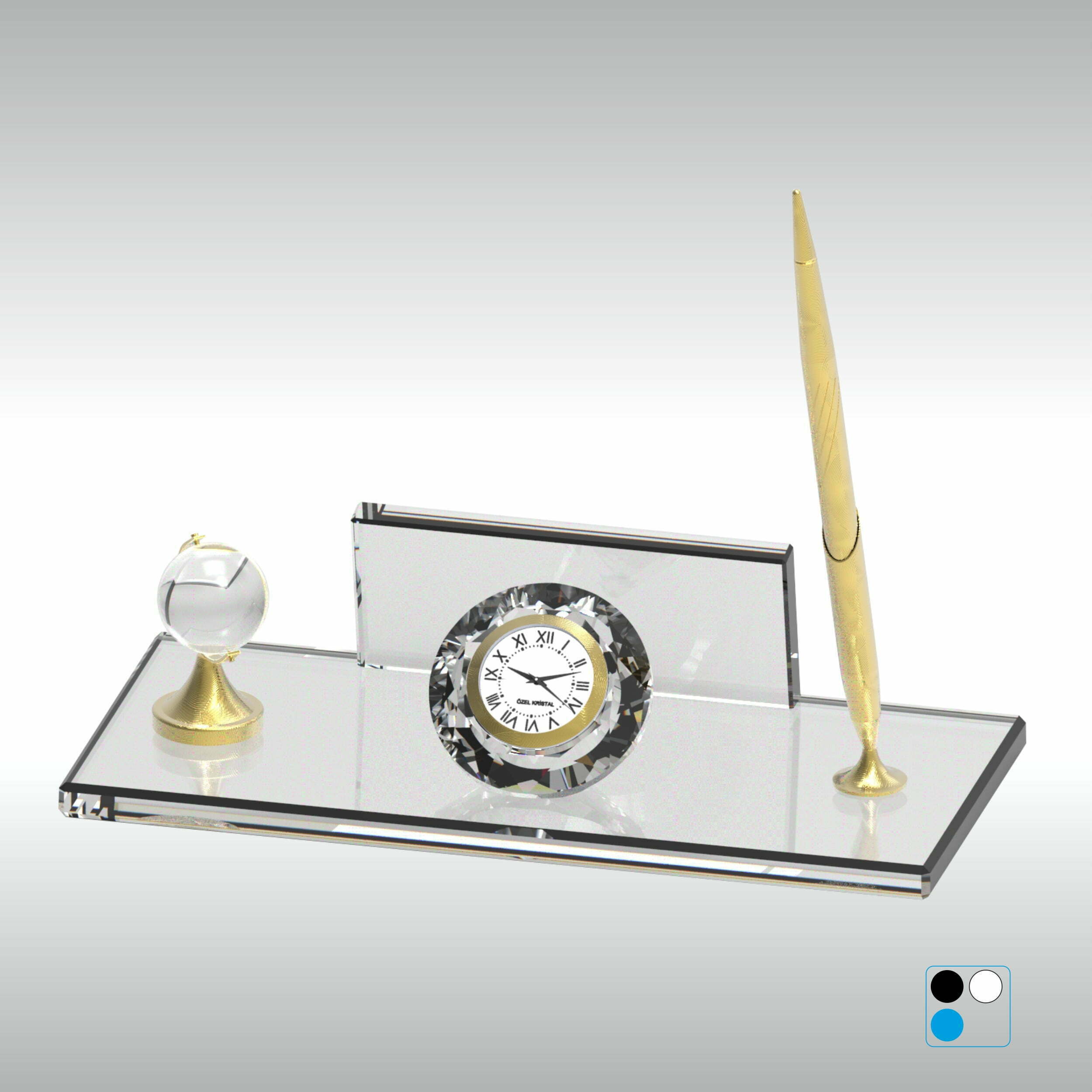 Kristal Masa İsimliği Şeffaf Cam Dünyalı 11x24 cm