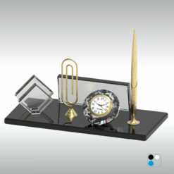 Kristal Masa İsimliği Kalemli Not Tutacaklı Cam 11X24 cm