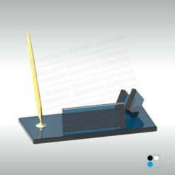 Kristal Masa İsimliği Şeffaf Mavi Cam Ekonomik 11x24 cm
