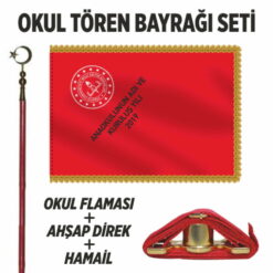 Okul Flaması Tören Anaokul Bayrağı Takım Seti