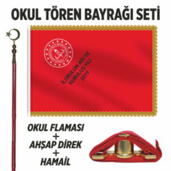 Okul Flaması Tören İlköğretim Bayrağı Takım Seti