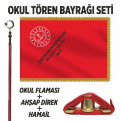 Okul Flaması Tören Eğitim Kurumu Bayrağı Takım Seti