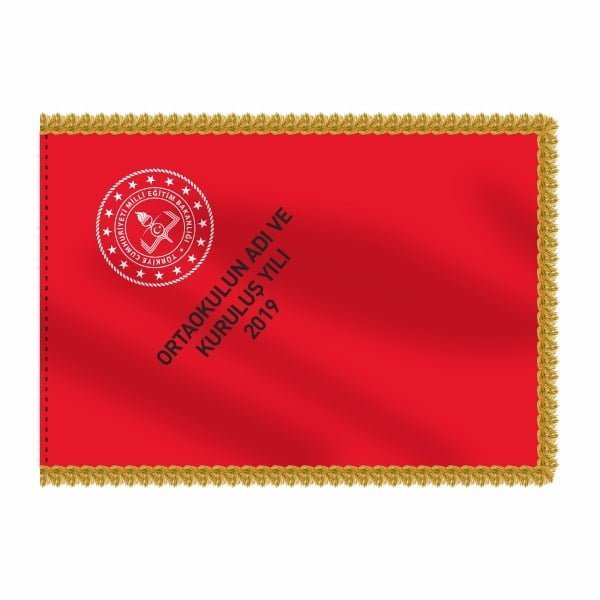 Okul Flaması Tören Ortaokul Bayrağı Takım Seti - Görsel 3