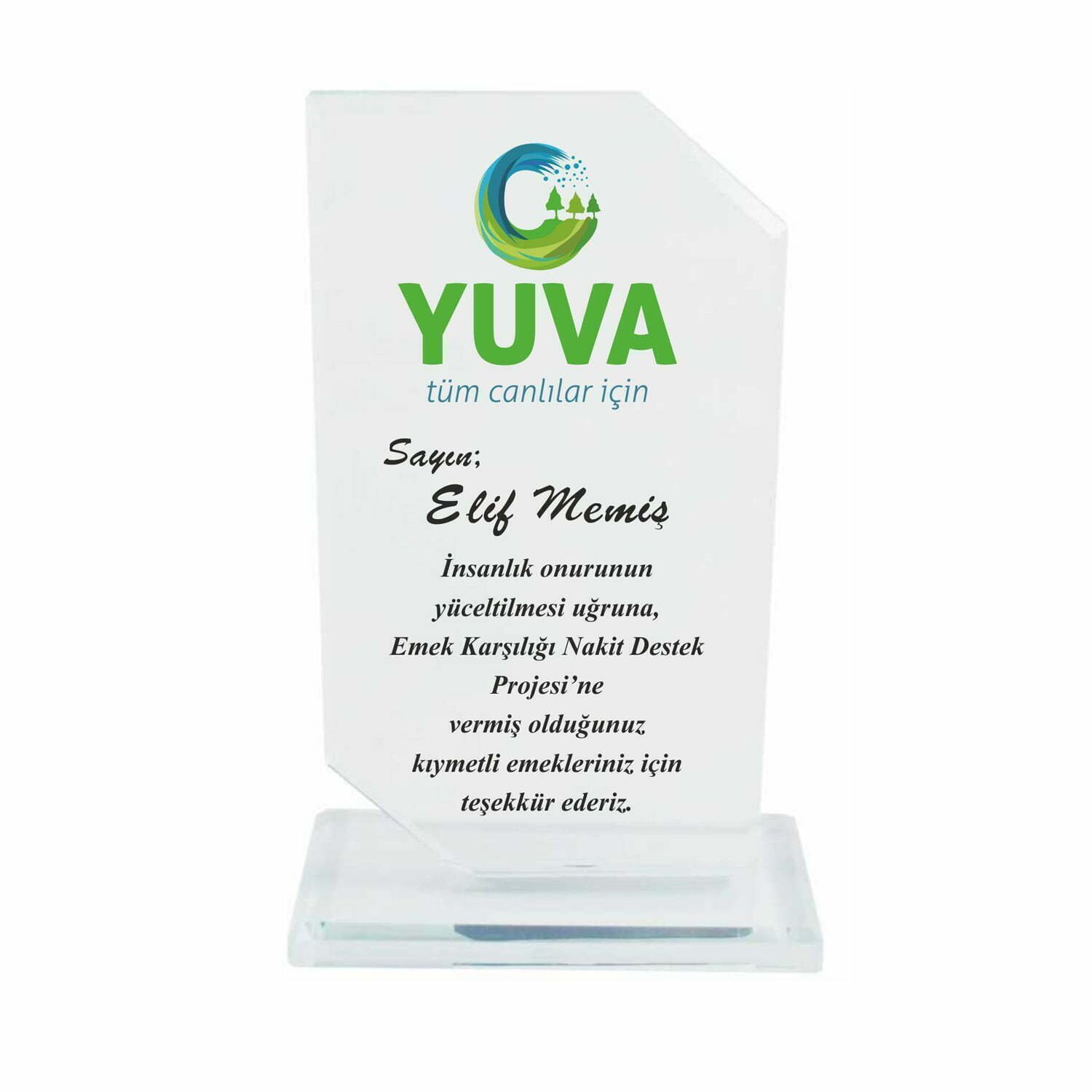 Şeffaf Kristal Plaket Opal 1 Şeffaf Kristal Plaket Opal