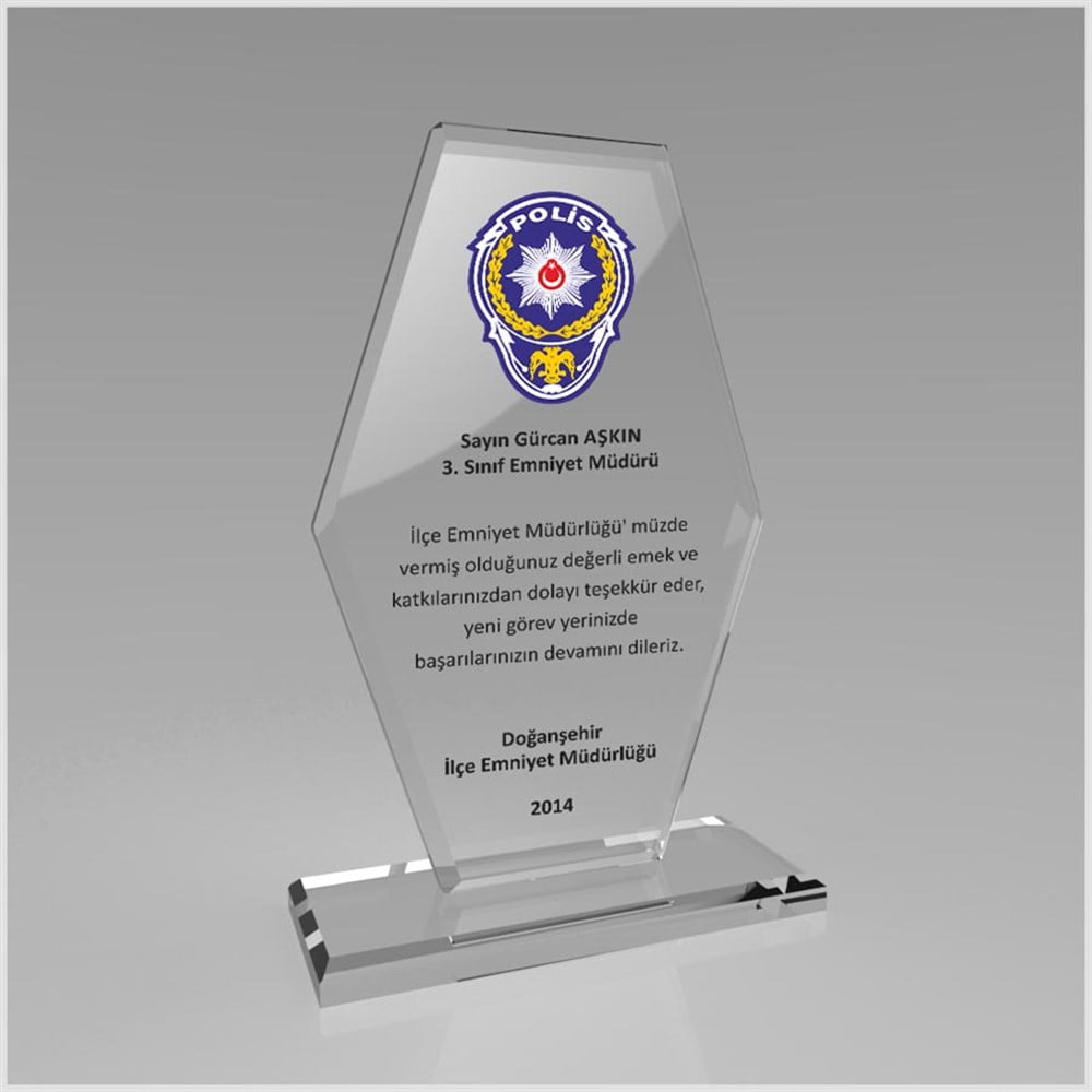 Polis Hizmet Anısı Kristal Plaket ŞLT-207