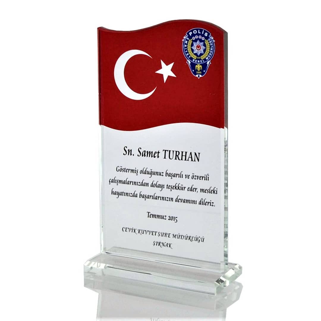 Polis Hizmet Anısı Kristal Plaket ŞLT-212