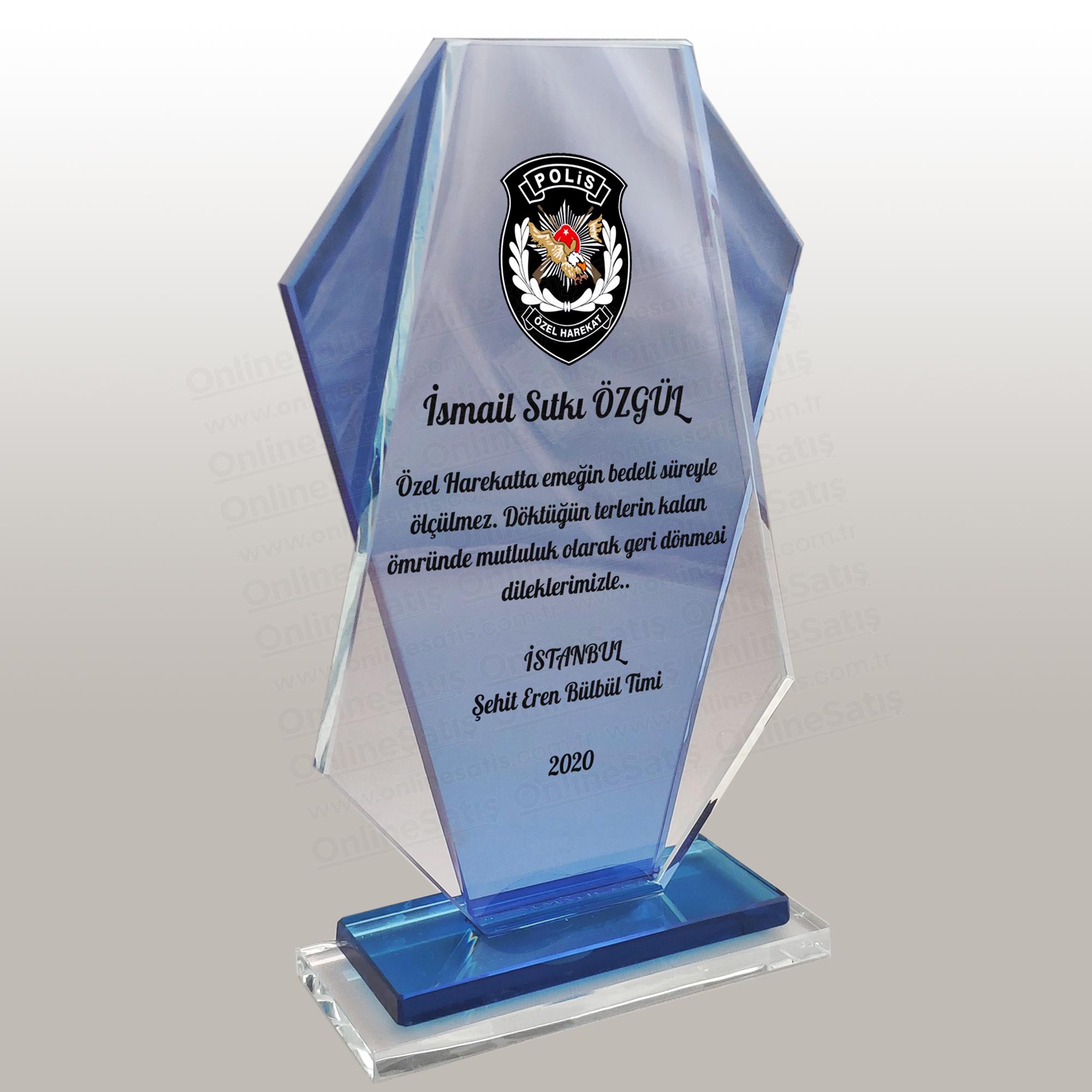 Polis Hizmet Anısı Kristal Plaket ŞLT-204 1 Polis Hizmet Anısı Kristal Plaket ŞLT-204