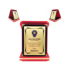 Kırmızı Kadife Kutulu Polis Emniyet Albüm Plaket