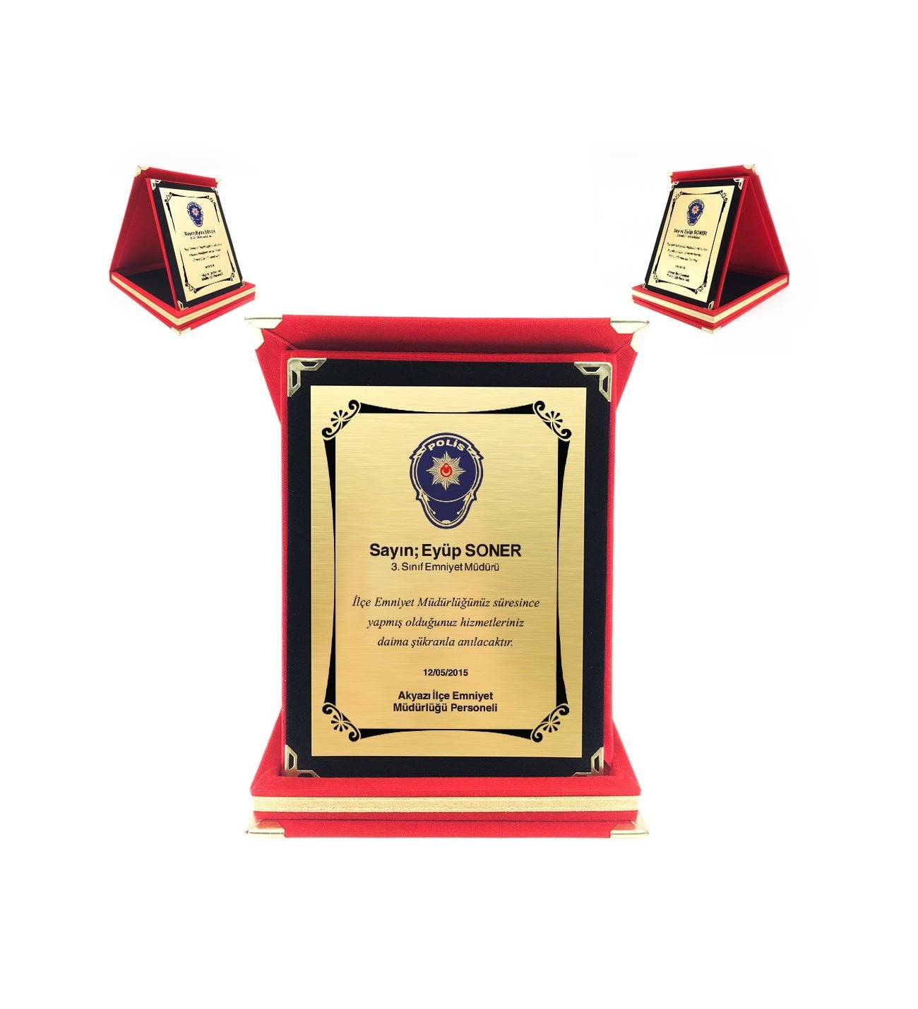 Kırmızı Kadife Kutulu Polis Emniyet Albüm Plaket 1 Kırmızı Kadife Kutulu Polis Emniyet Albüm Plaket
