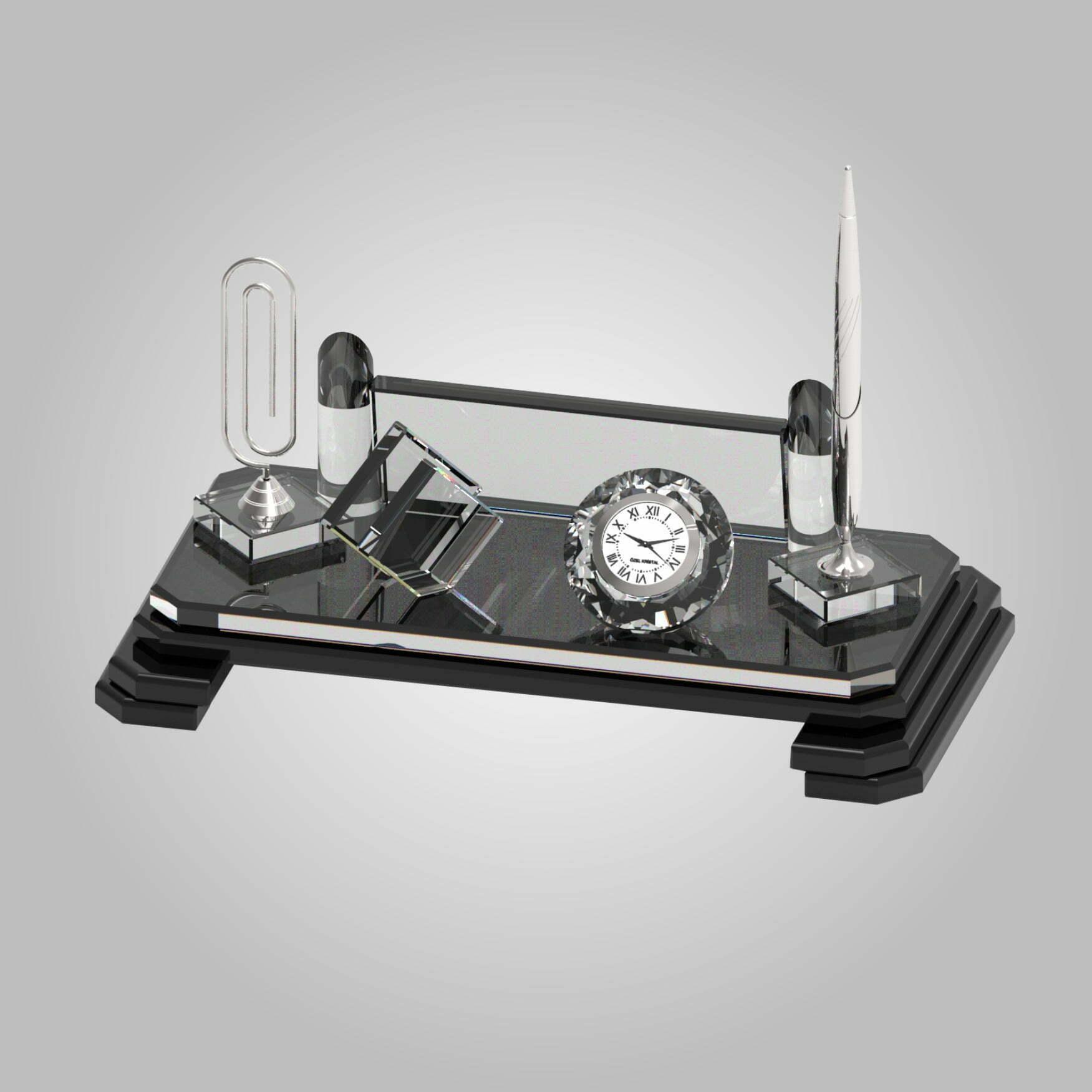 Kristal Siyah Cam Masa İsimliği Tutacaklı - 15x30 cm 1 Kristal Siyah Cam Masa İsimliği Tutacaklı - 15x30 cm