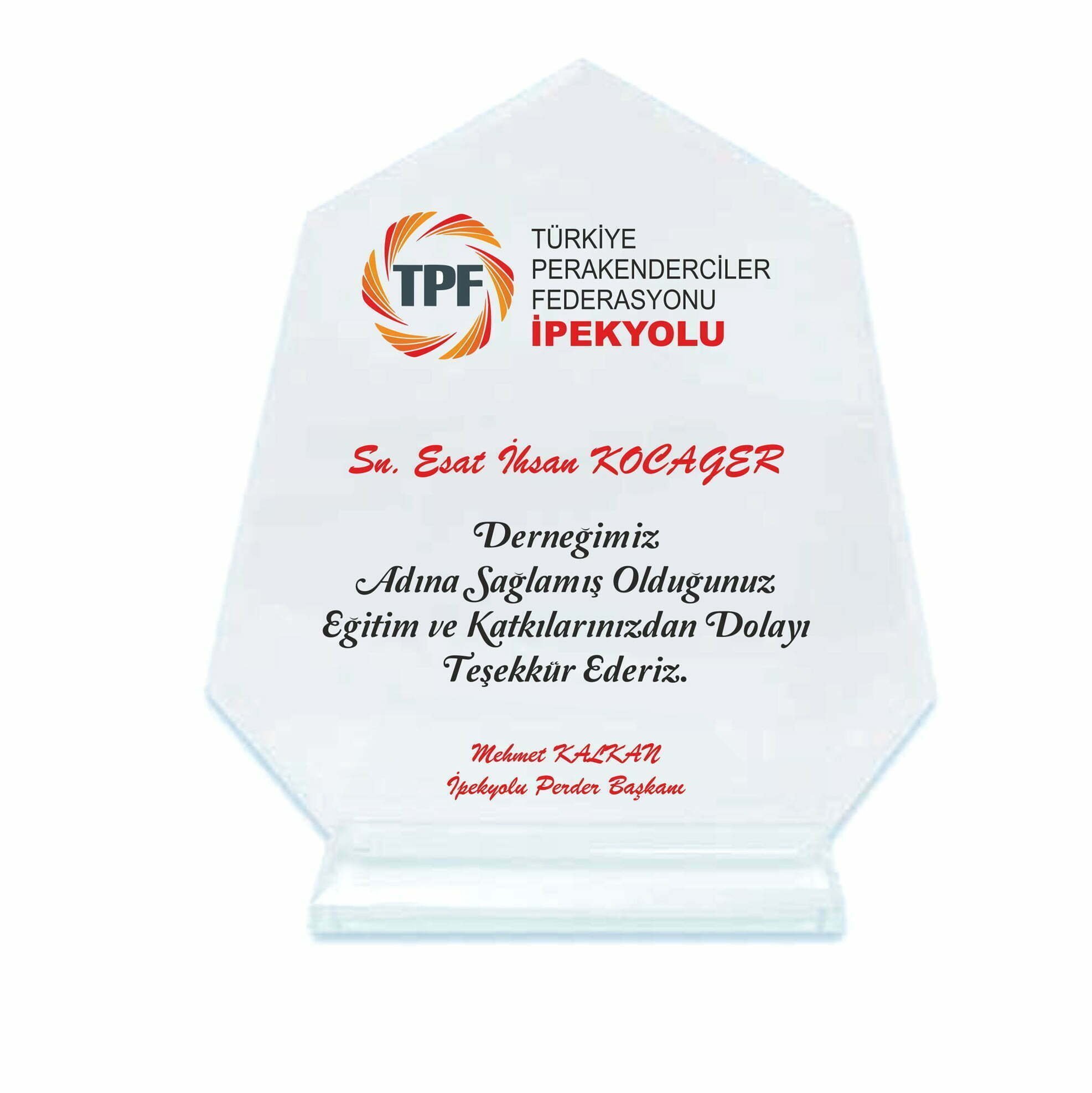 Kristal Plaket Şeffaf Anıt