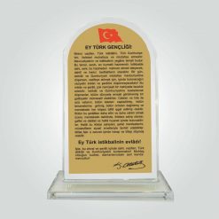 Şeffaf Kristal Cam Gençliğe Hitabe Plaketi
