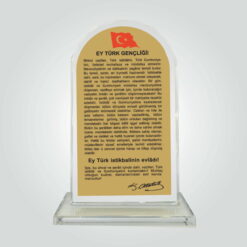 Şeffaf Kristal Cam Gençliğe Hitabe Plaketi