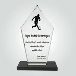 Şeffaf Kristal Cam Spor Kulubü Teşekkür Plaketi
