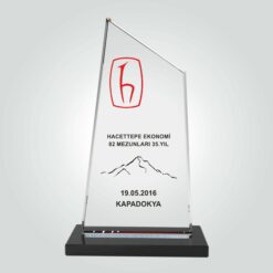 Şeffaf Kristal Cam Mezun Hatıra Plaketi