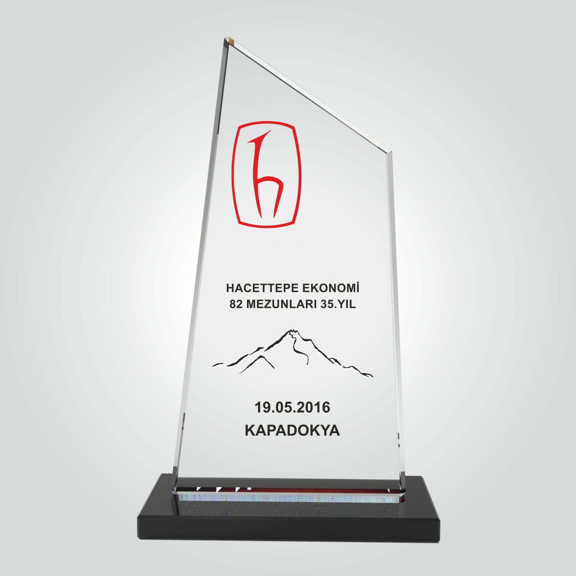 Şeffaf Kristal Cam Mezun Hatıra Plaketi