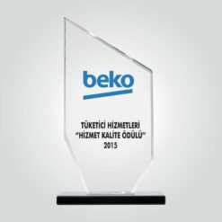 Şeffaf Kristal Cam Hizmet Kalite Ödülü Plaketi