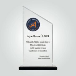 Şeffaf Kristal Cam Mezuniyet Plaketi