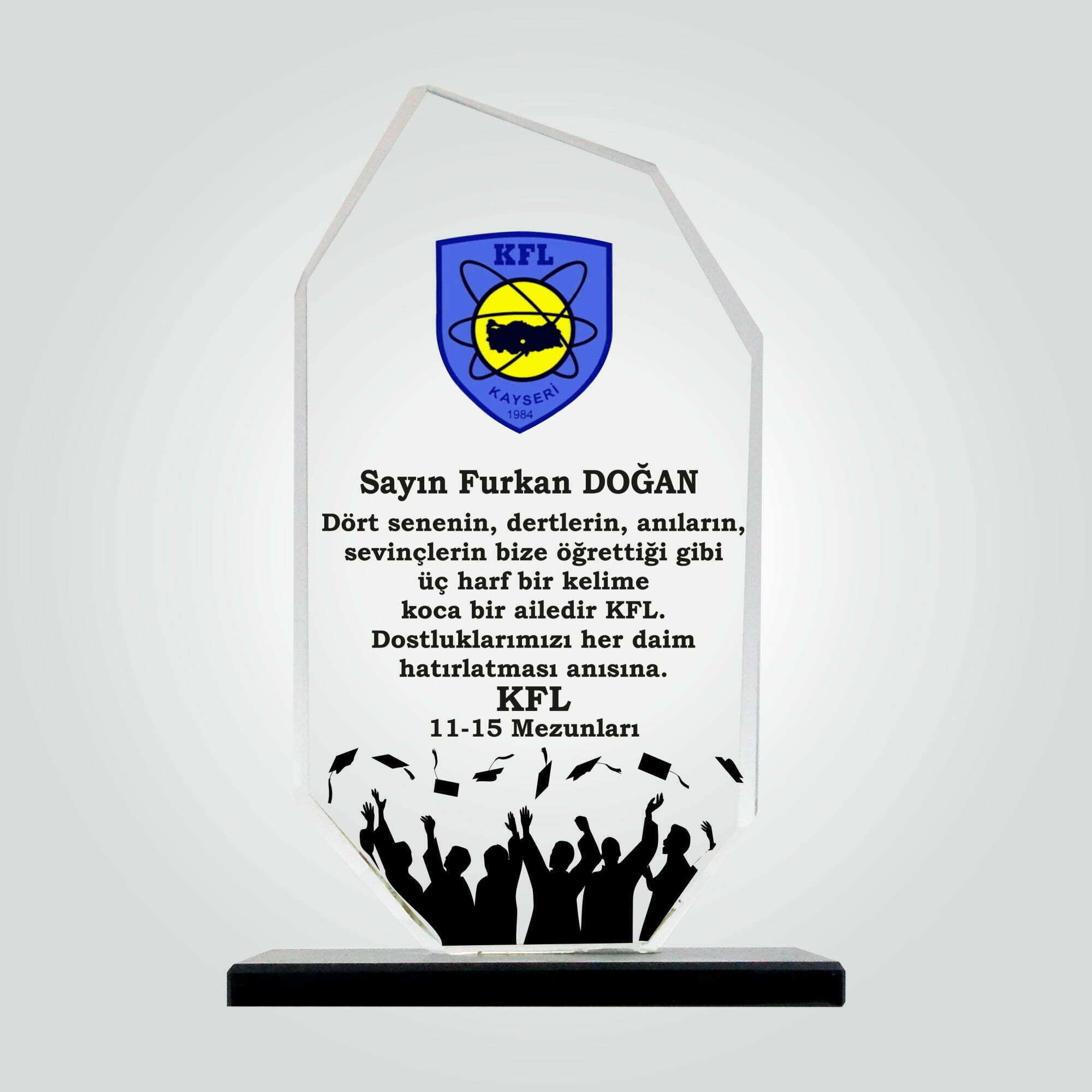 Şeffaf Kristal Cam Okul Mezunları Plaketi 1 Şeffaf Kristal Cam Okul Mezunları Plaketi