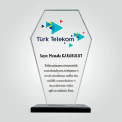 Şeffaf Kristal Cam Şirket Emeklilik Plaketi