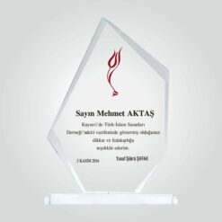 Şeffaf Kristal Cam Vazife Takdir Plaketi