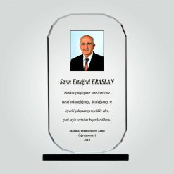 Şeffaf Kristal Cam Fotoğraflı Tayin Plaketi