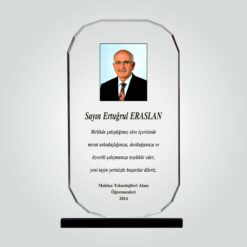 Şeffaf Kristal Cam Fotoğraflı Tayin Plaketi