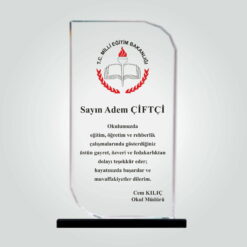 Şeffaf Kristal Cam Öğretmen Plaketi