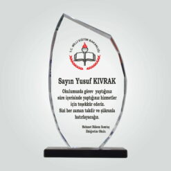 Şeffaf Kristal Cam Öğretmen Tayin Plaketi