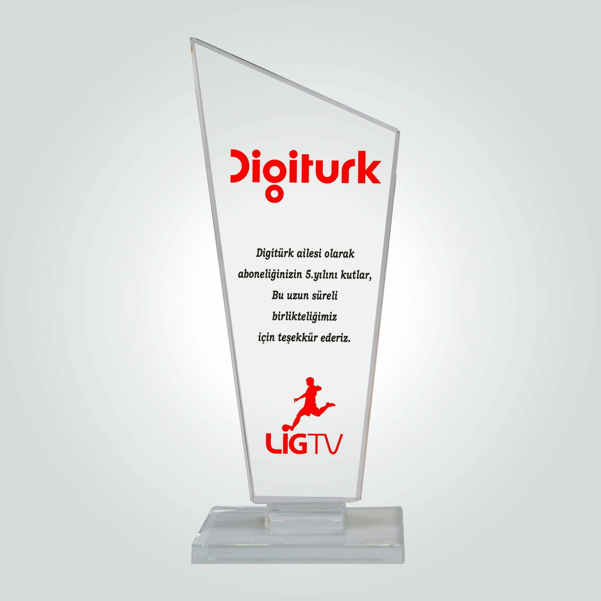 Şeffaf Kristal Cam Abonelik Teşekkür Plaketi