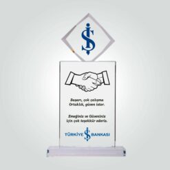 Şeffaf Kristal Cam Abonelik Başarı Tebrik Teşekkür Plaketi