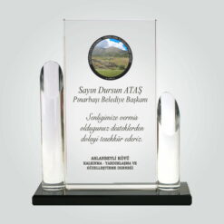 Şeffaf Kristal Cam Destek Teşekkür Plaketi