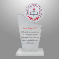 Hizmet Yılı Anısı Sütunlu Şeffaf Kristal Plaket