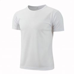 Logo Baskılı Beyaz Bisiklet Yaka Mikro Polyester Nefes Alan Tişört